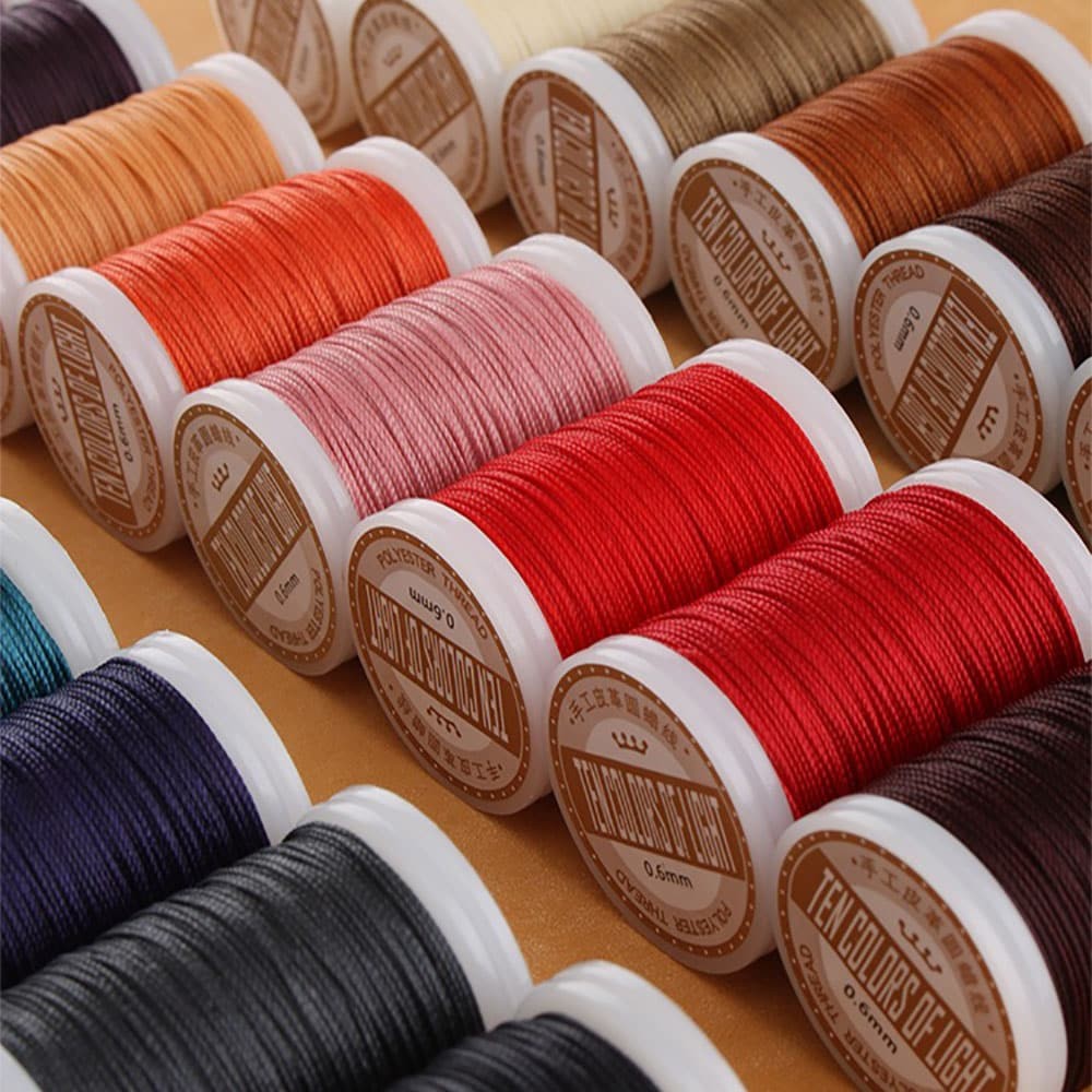 Hand Sewing Polyester Waxed Thread 0.6mm 135m No Fray No Fuzz for Leather DIY