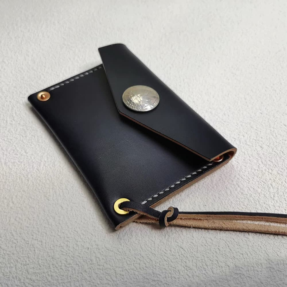 Handmade Japanese Style Unique Design Minimalist Genuine Leather Card Holder