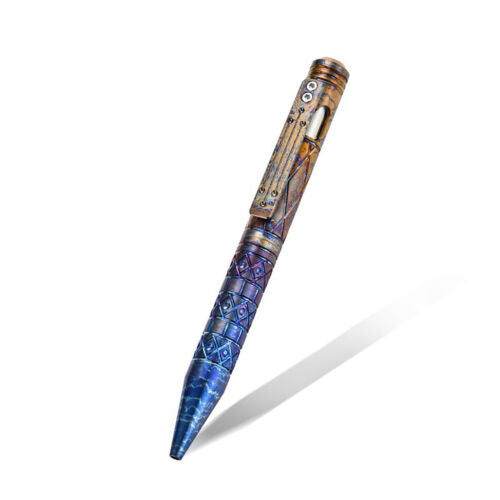 Colorful Baked Titanium Alloy Artistic Engraved Bolt Type Pen Outdoor EDC Gift