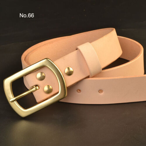 Handmade Custom Made Vegetable Tanned Leather Cowhide Belt Brass Buckle 35mm Width
