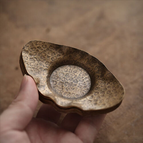 Handmade Hammered Brass Tea Coaster Japanese Style Heat Resistant Copper Tray