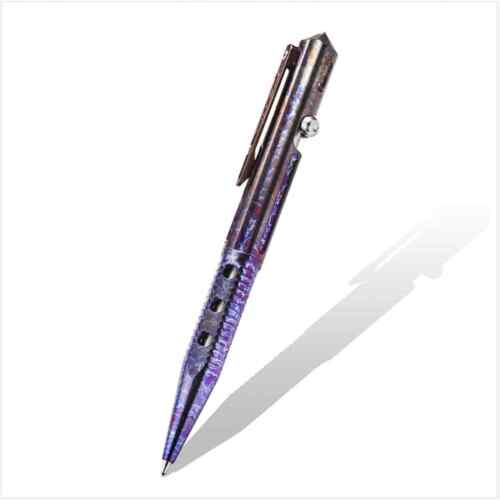 Colorful Baked Titanium Alloy Artistic Hollow Out Bolt Type Pen Outdoor EDC Gift