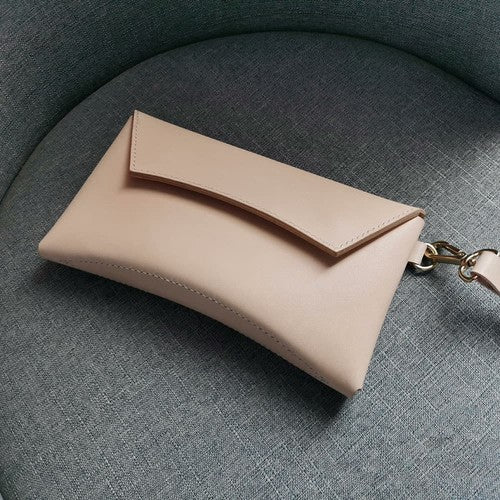 Handmade Leather Clutch Cosmetic Bag Vegetable Tanned Leather Phone Pouch
