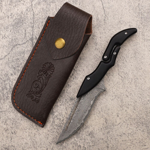 Cuchillo plegable portátil de alta dureza para exteriores con hoja de Damasco y mecanismo variable