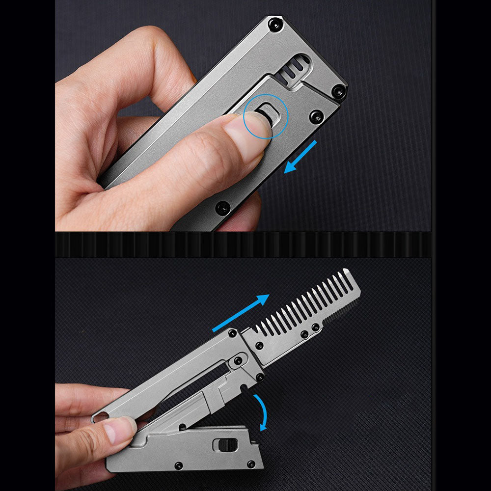 Titanium Folding Utility Knife with Replaceable Blade – Carrot Comb Style EDC Box Cutter Tool for Package Opening