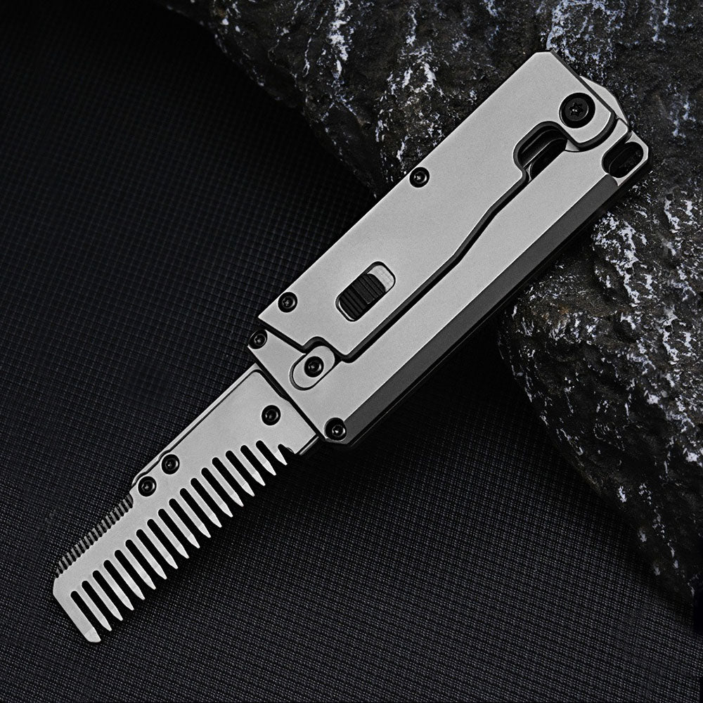 Titanium Folding Utility Knife with Replaceable Blade – Carrot Comb Style EDC Box Cutter Tool for Package Opening