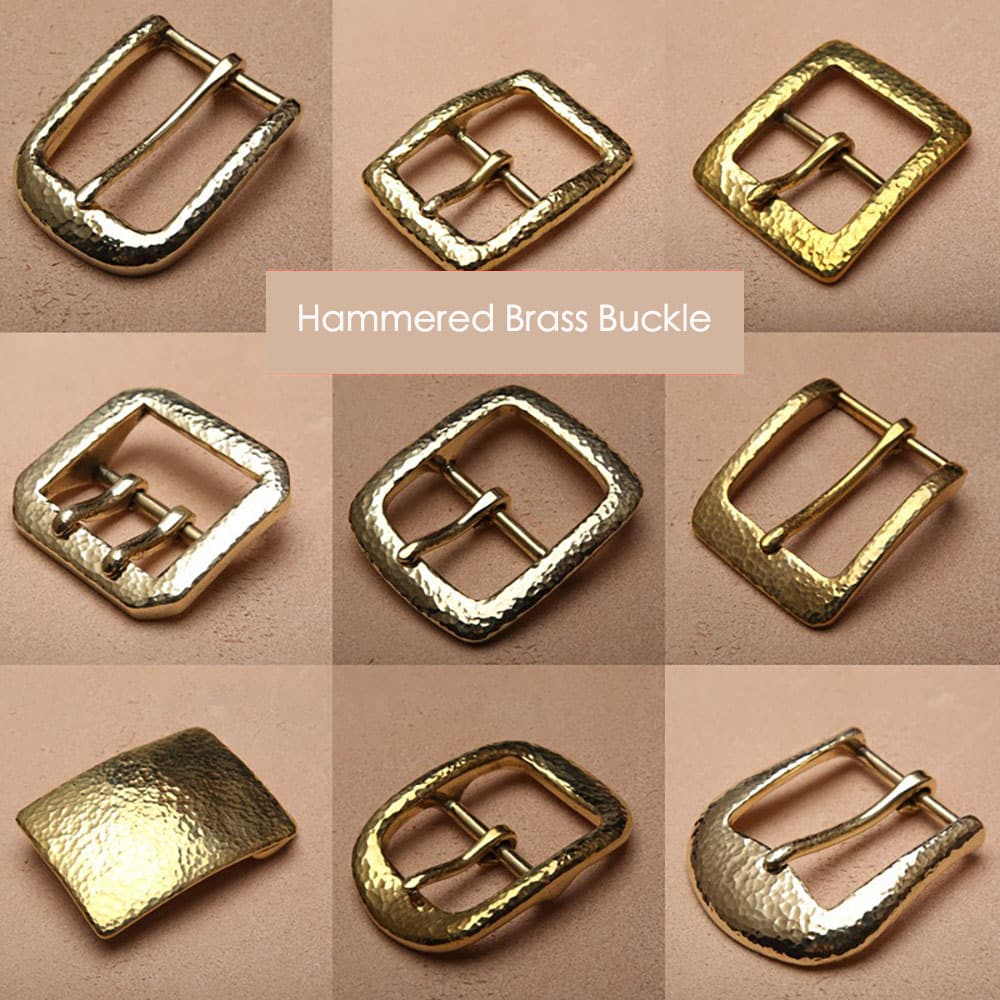 Retro hammered striation Solid Brass Pin Belt Buckle for Men Women Leather craft
