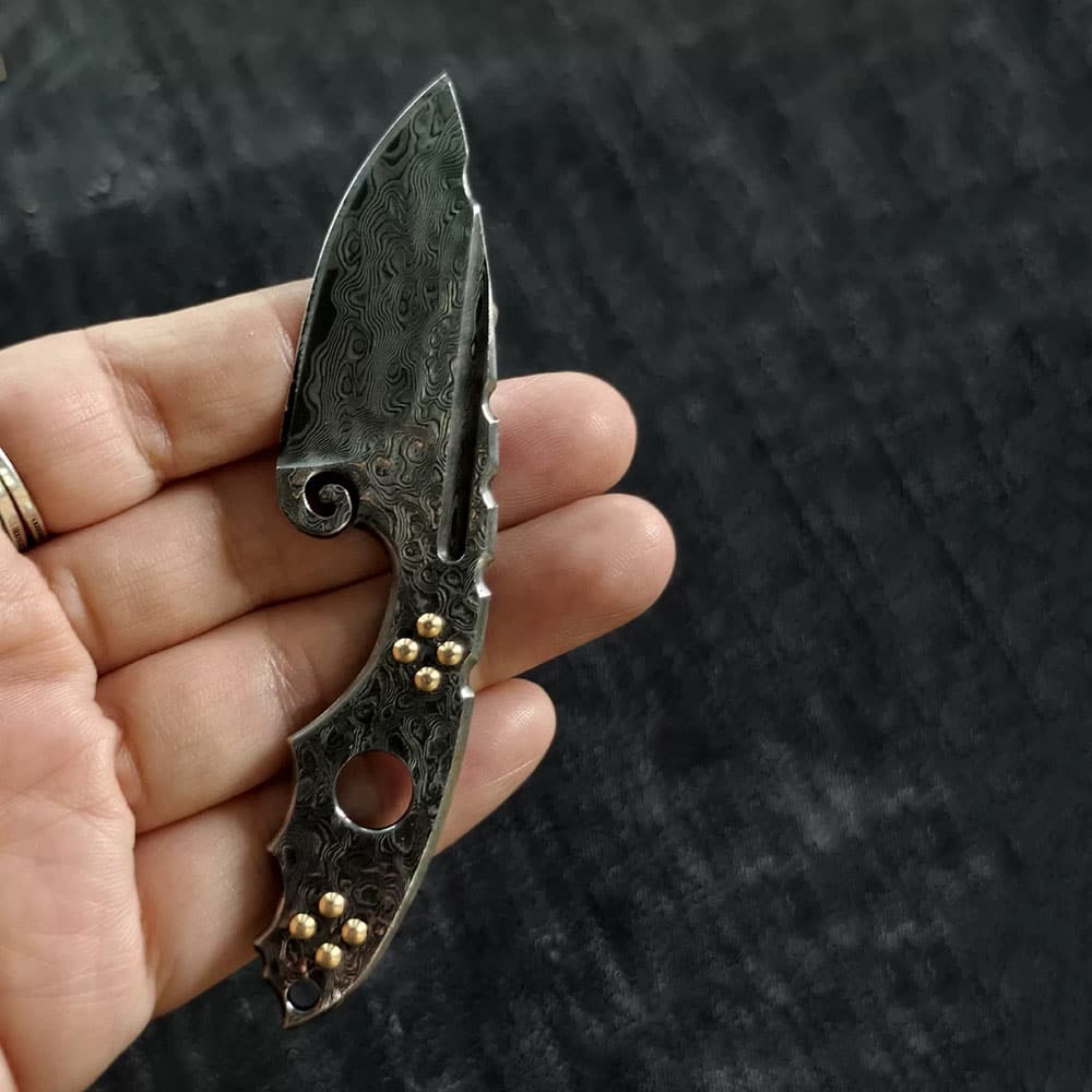 Small Damascus Steel Blade Outdoor Knife EDC Damascus Handle Hand Craft Cutter