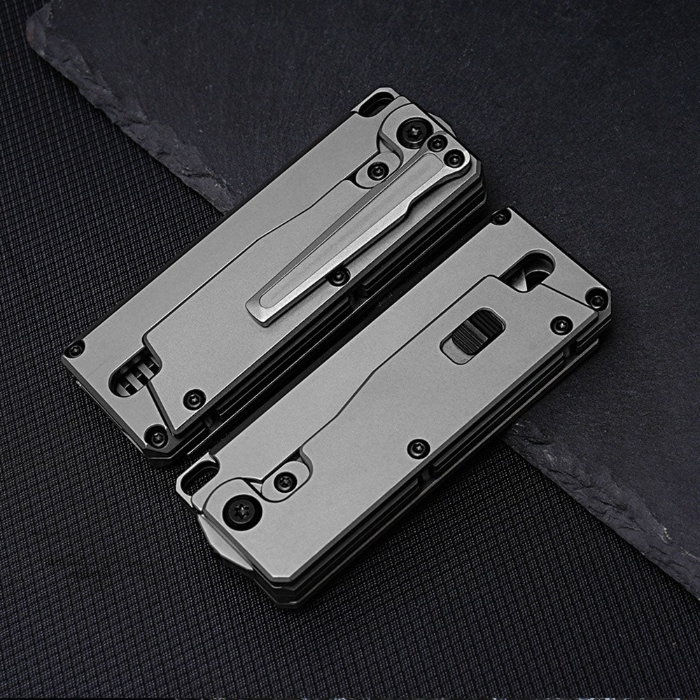 Titanium Folding Utility Knife with Replaceable Blade – Carrot Comb Style EDC Box Cutter Tool for Package Opening