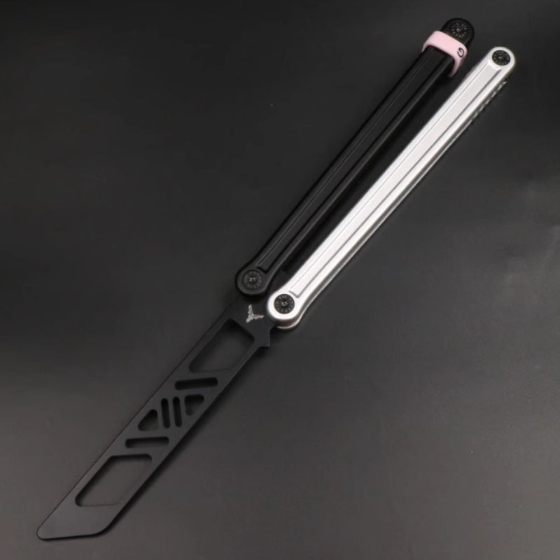 Double-Sided T10 Screw Aluminum Handle Balisong Butterfly Knife Trainer - Bushing Pivot System, Unsharpened Flipping Tool for Practice