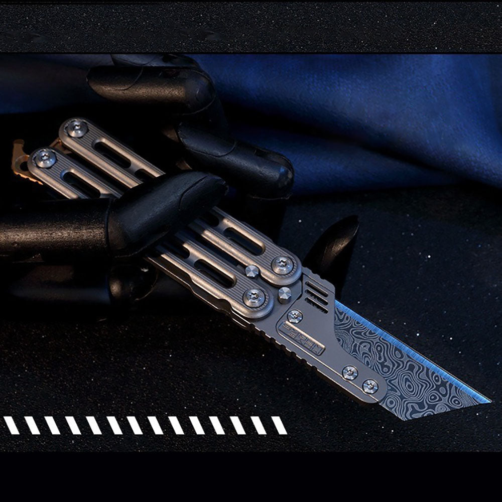 Titanium Practice Balisong Butterfly Trainer Folding Art Utility Knife bottle opener EDC Outdoor Toy