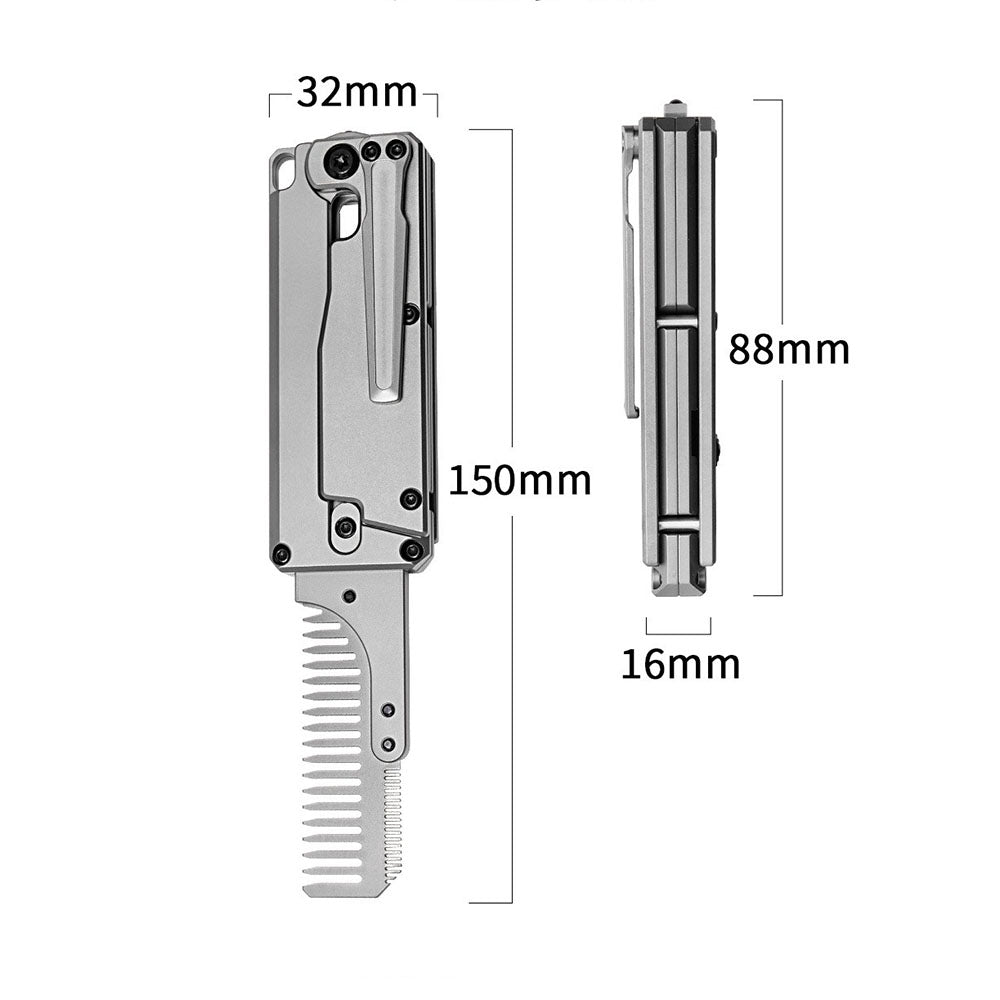 Titanium Folding Utility Knife with Replaceable Blade – Carrot Comb Style EDC Box Cutter Tool for Package Opening