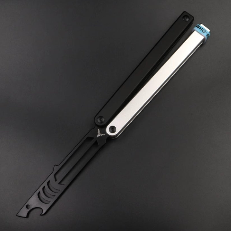 Mako V3 Aluminum Handle Balisong Style Bottle Opener - Bushings Pivot System, Unsharpened Butterfly Flip Tool for Bar Accessories