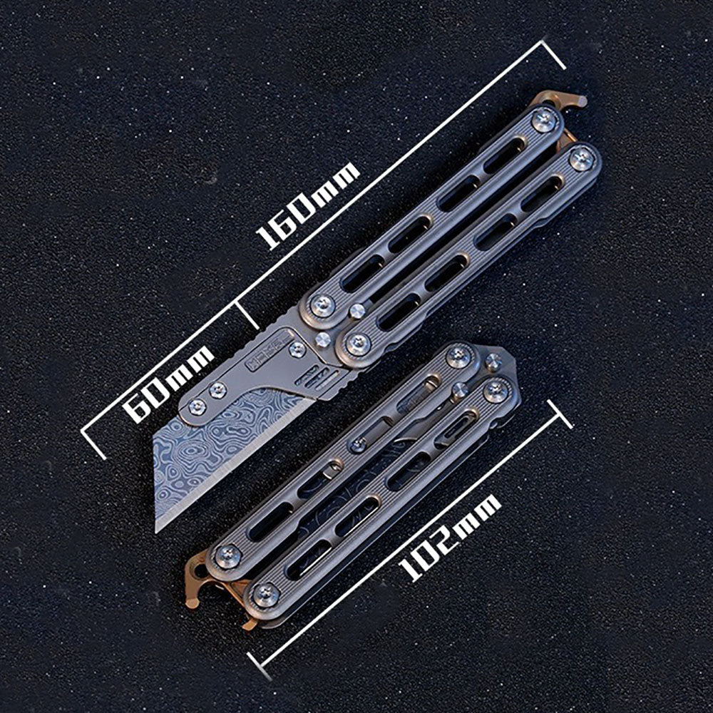 Titanium Practice Balisong Butterfly Trainer Folding Art Utility Knife bottle opener EDC Outdoor Toy