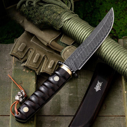 Hand Forged Japanese Style Damascus Fruit Knife Luxury Outdoor Camping Blade for Collection EDC Camping, Hunting, Self-defense Tactics, Practical Survival