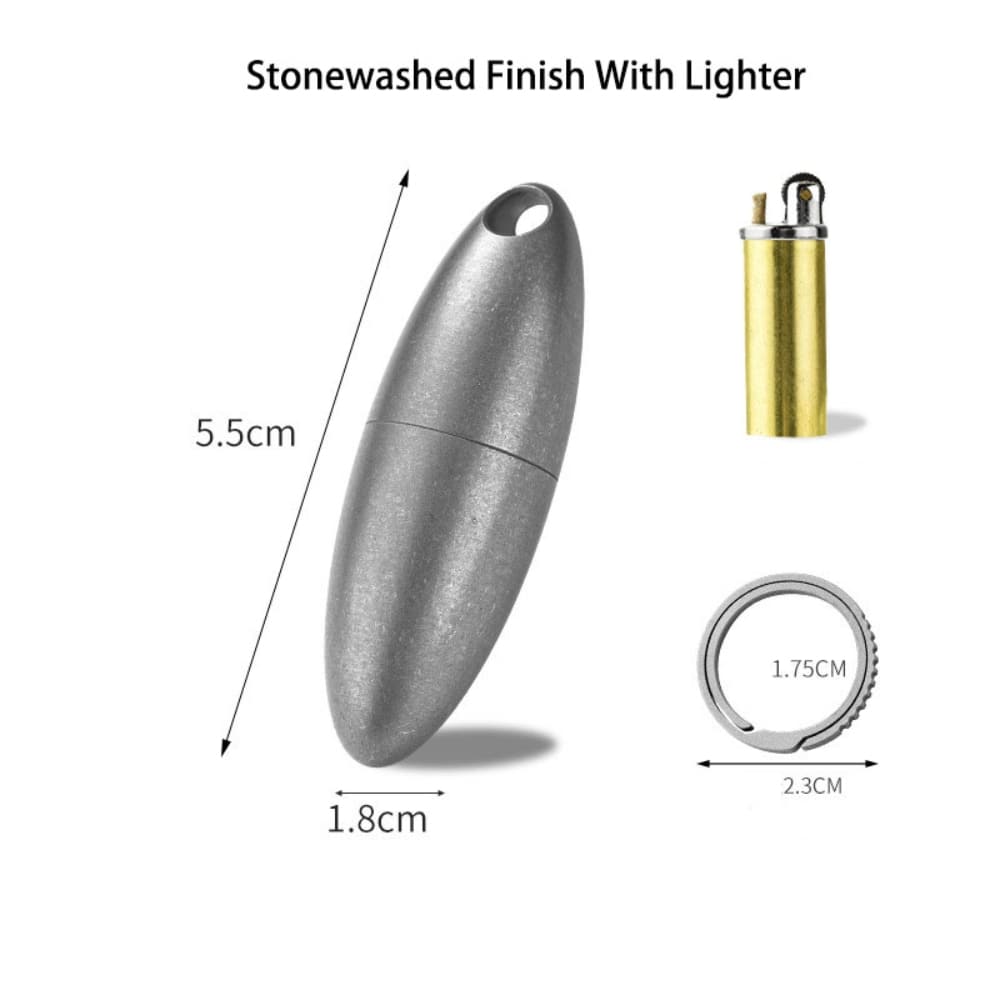 Titanium Mini Waterproof Olive Shape Pendant Waterproof Pill Case Box Travel Capsule Bottle Holder Container