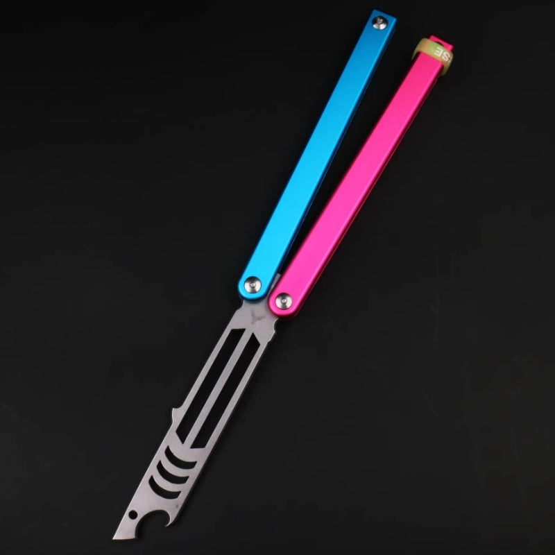 Mako V3 Aluminum Handle Balisong Style Bottle Opener - Bushings Pivot System, Unsharpened Butterfly Flip Tool for Bar Accessories