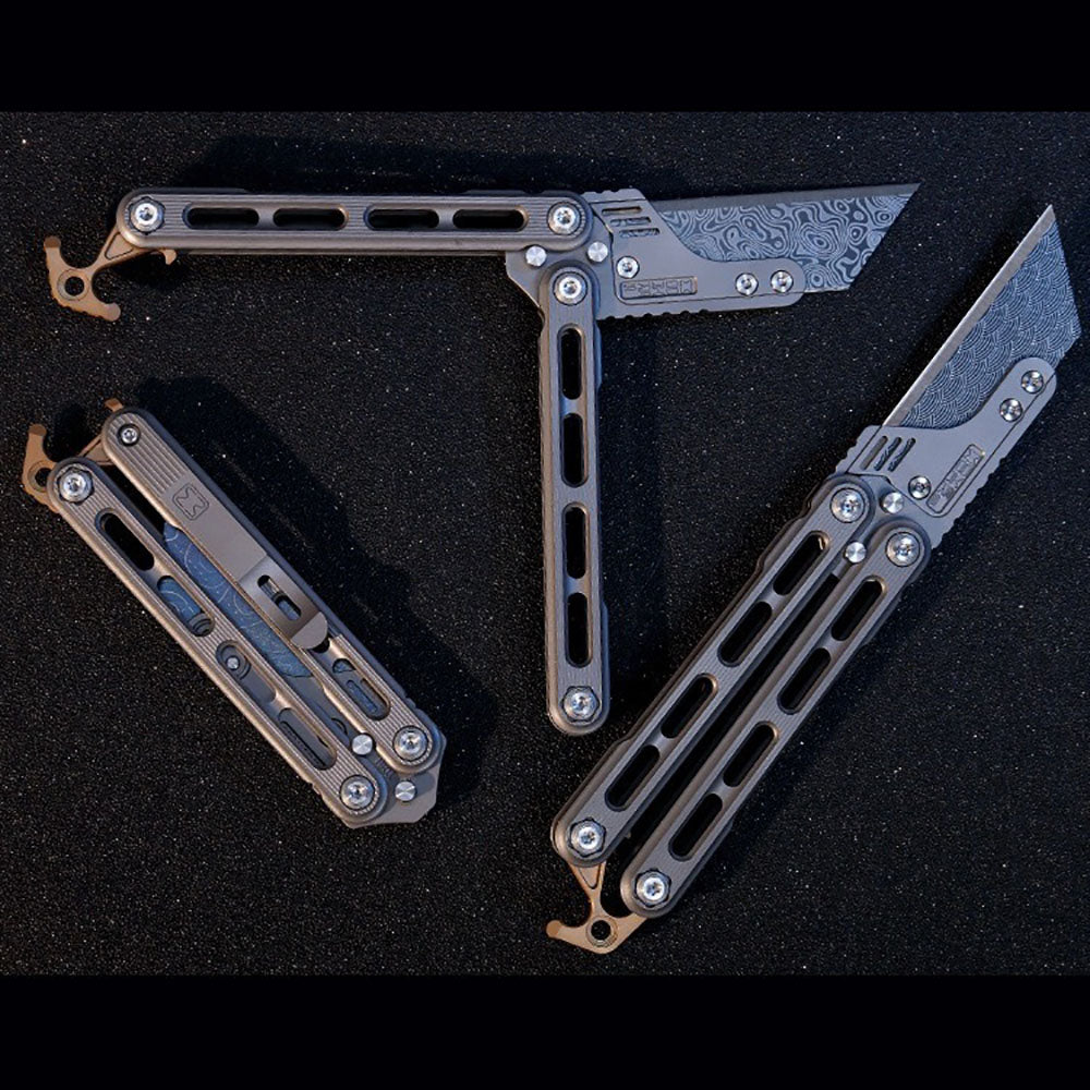 Titanium Practice Balisong Butterfly Trainer Folding Art Utility Knife bottle opener EDC Outdoor Toy