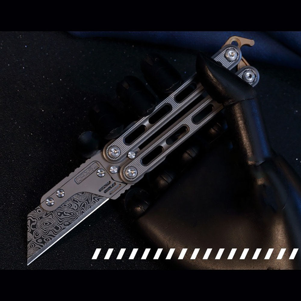 Titanium Practice Balisong Butterfly Trainer Folding Art Utility Knife bottle opener EDC Outdoor Toy