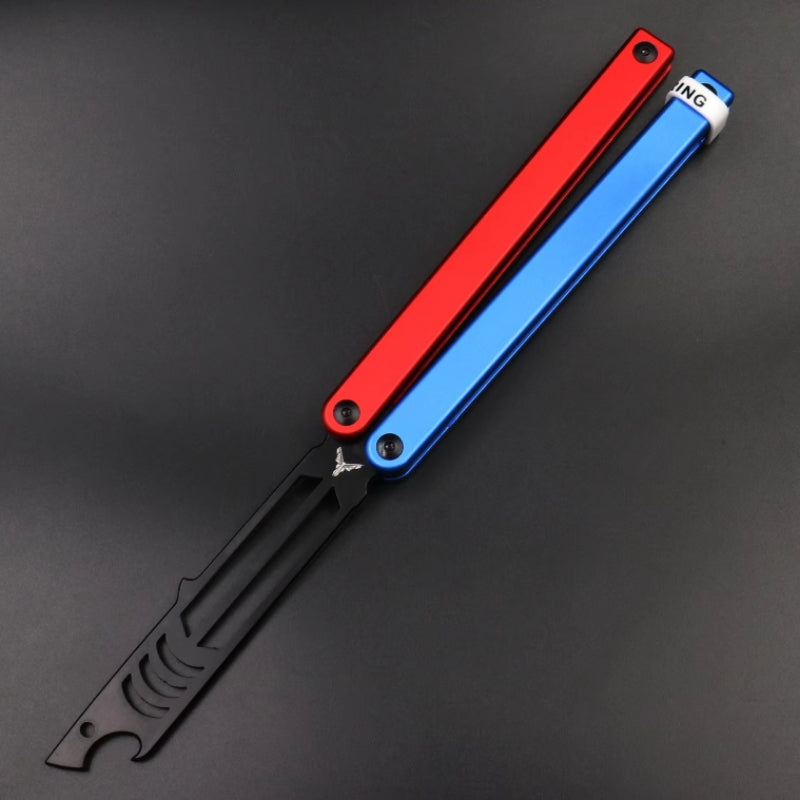 Mako V3 Aluminum Handle Balisong Style Bottle Opener - Bushings Pivot System, Unsharpened Butterfly Flip Tool for Bar Accessories
