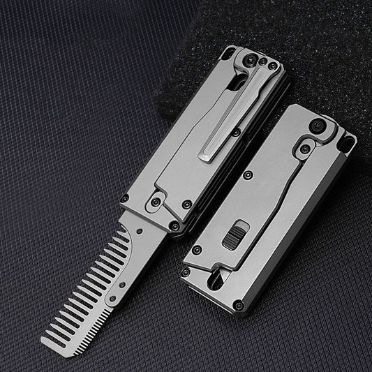 Titanium Folding Utility Knife with Replaceable Blade – Carrot Comb Style EDC Box Cutter Tool for Package Opening
