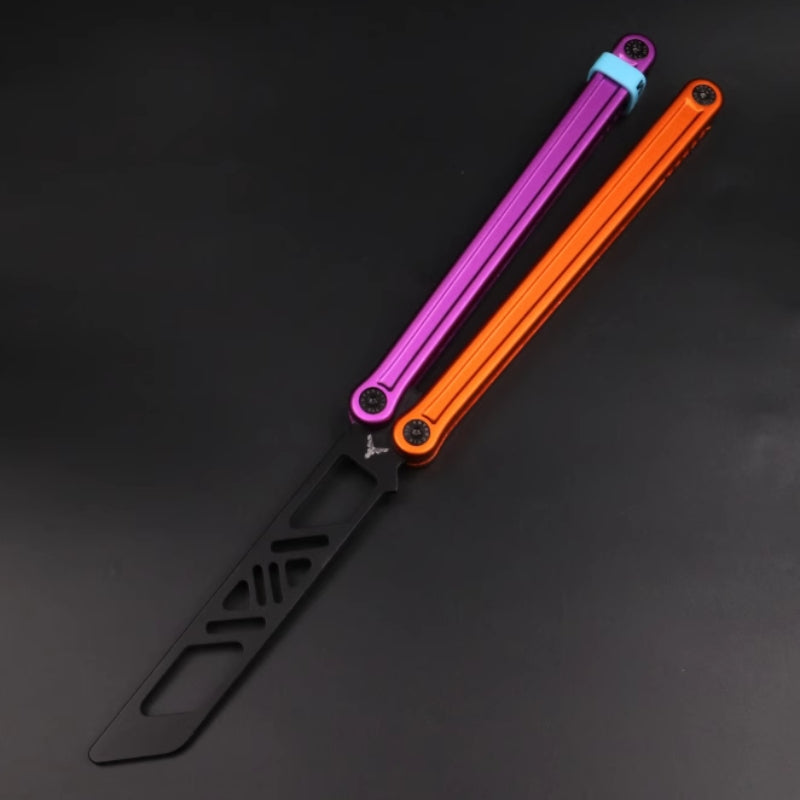 Double-Sided T10 Screw Aluminum Handle Balisong Butterfly Knife Trainer - Bushing Pivot System, Unsharpened Flipping Tool for Practice