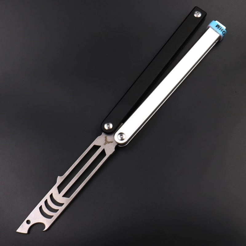 Mako V3 Aluminum Handle Balisong Style Bottle Opener - Bushings Pivot System, Unsharpened Butterfly Flip Tool for Bar Accessories