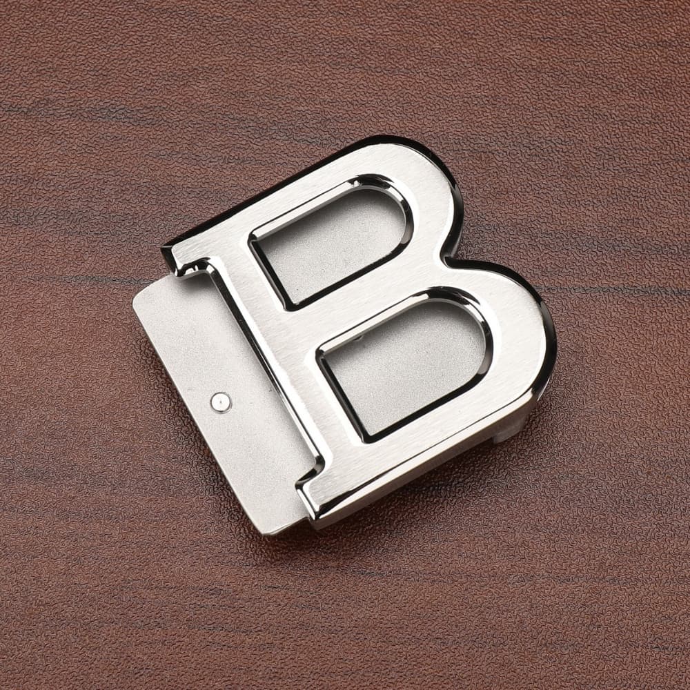 Stainless Steel Letter Shape Design Belt Buckle Replacement for Making 38mm Width Luxury Leather Belt DIY