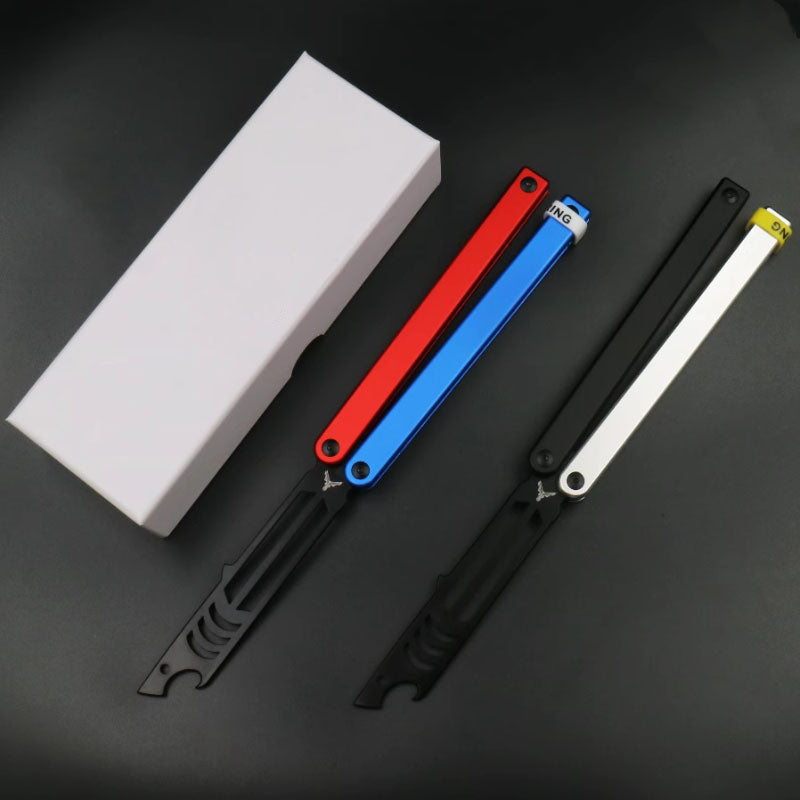 Mako V3 Aluminum Handle Balisong Style Bottle Opener - Bushings Pivot System, Unsharpened Butterfly Flip Tool for Bar Accessories