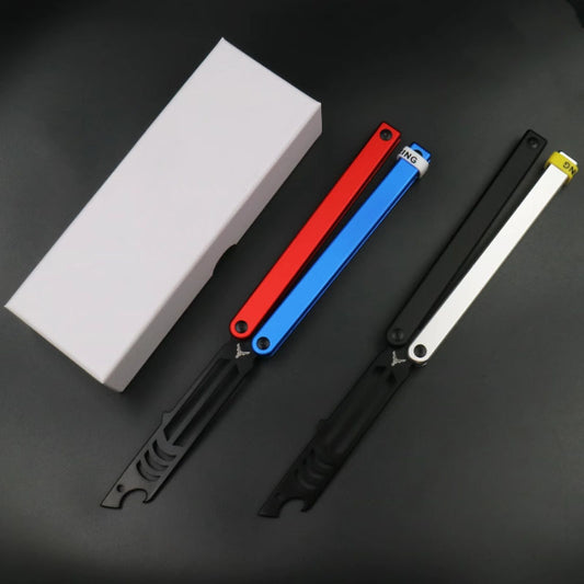 Mako V3 Aluminum Handle Balisong Style Bottle Opener - Bushings Pivot System, Unsharpened Butterfly Flip Tool for Bar Accessories