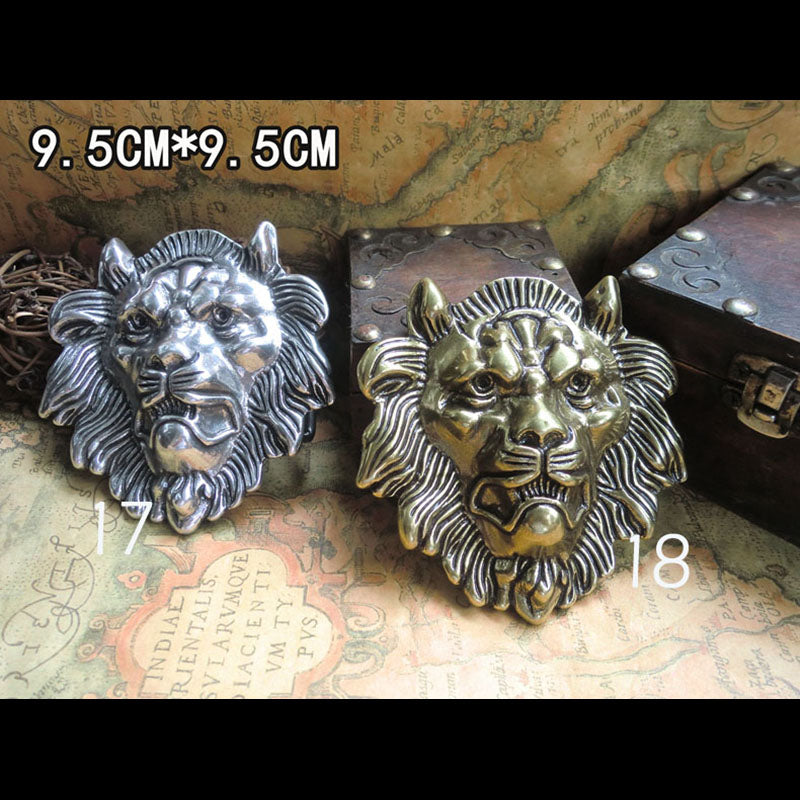 Quality Desig Solid Brass 925 Silver/Gold lion head Belt Buckle cowboy 40mm 1.5"