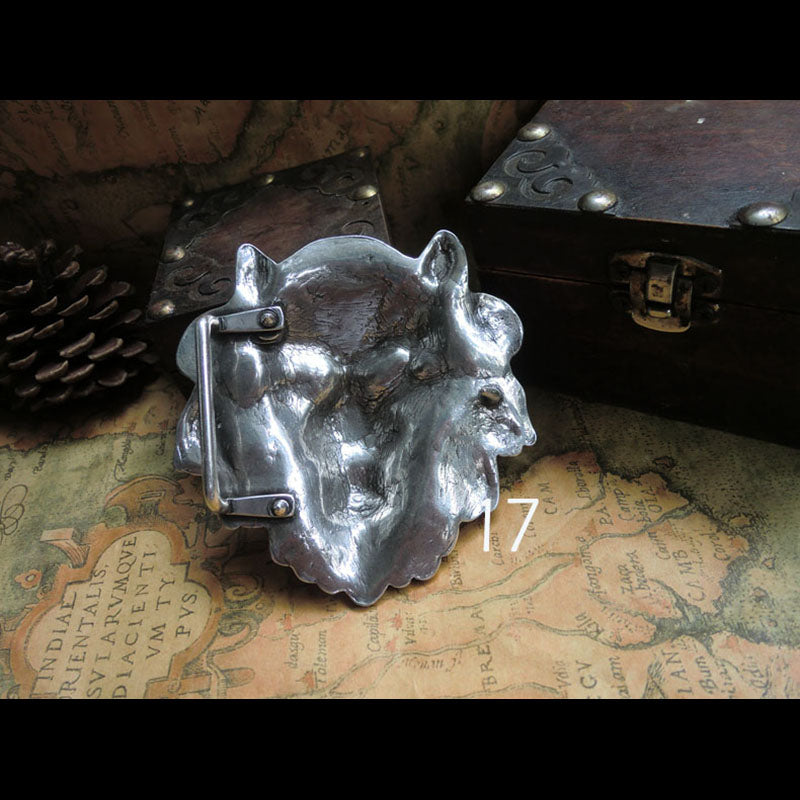 Quality Desig Solid Brass 925 Silver/Gold lion head Belt Buckle cowboy 40mm 1.5"