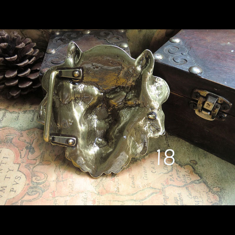 Quality Desig Solid Brass 925 Silver/Gold lion head Belt Buckle cowboy 40mm 1.5"