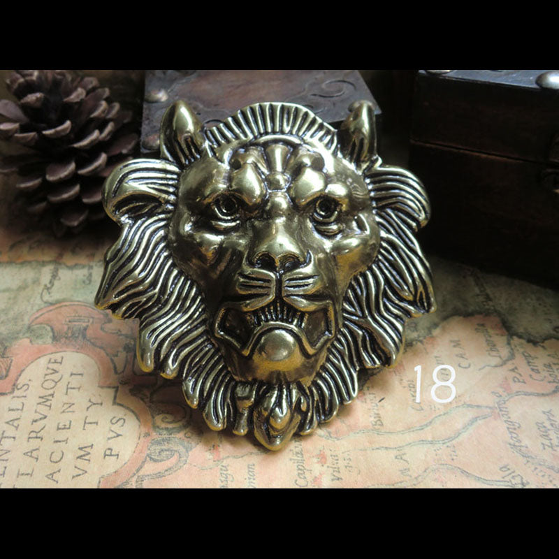 Quality Desig Solid Brass 925 Silver/Gold lion head Belt Buckle cowboy 40mm 1.5"