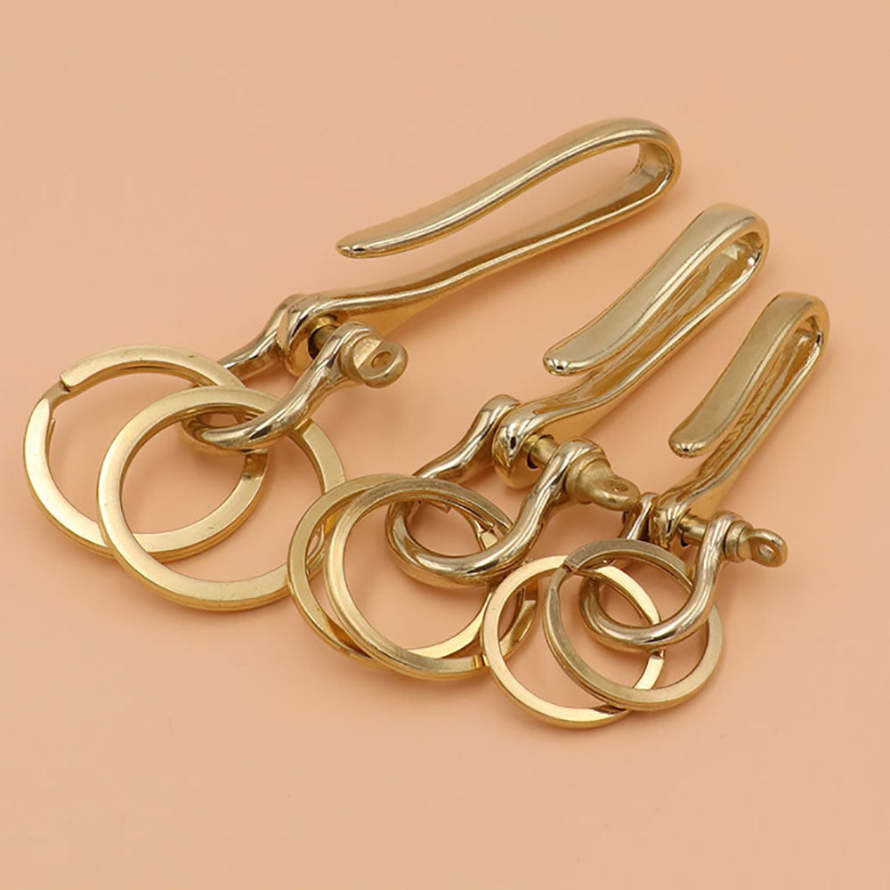 Quality Brass/COPPER FISHHOOK KEY CHAIN Keyring Shackle Split Ring leather craft