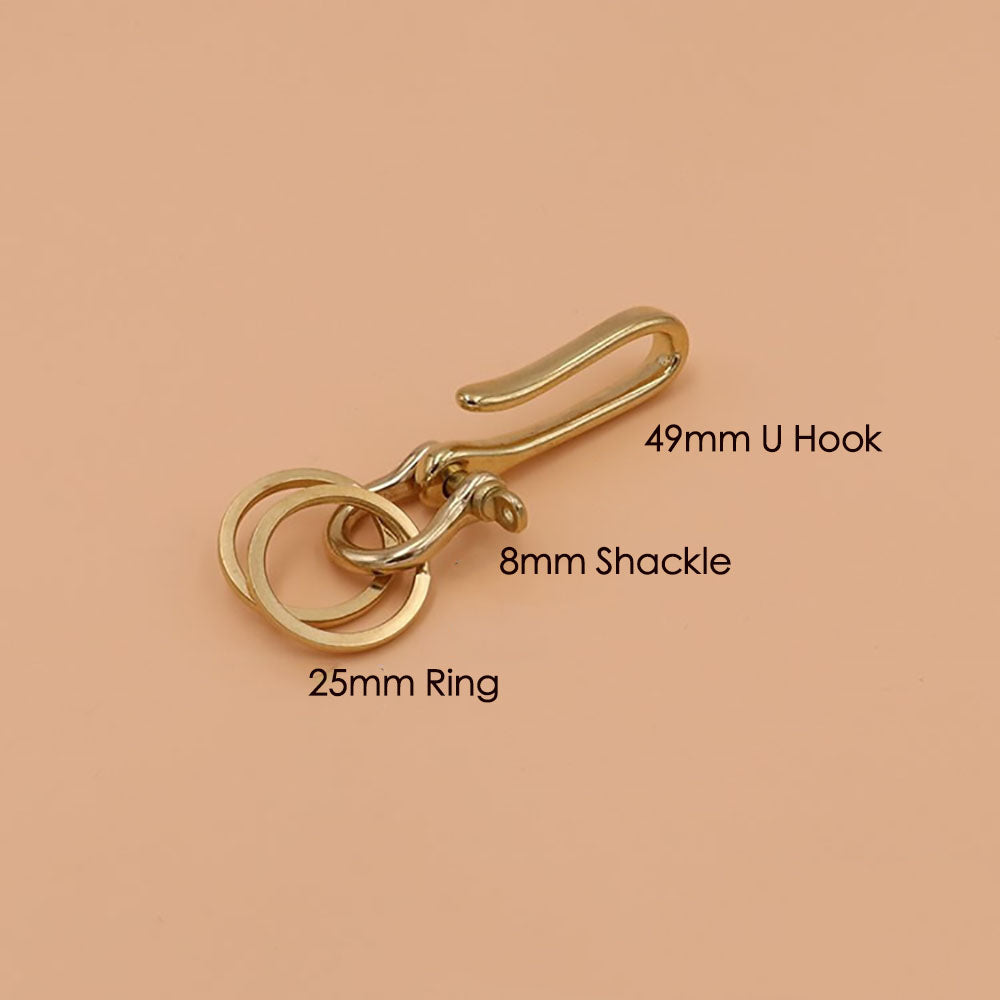 Quality Brass/COPPER FISHHOOK KEY CHAIN Keyring Shackle Split Ring leather craft
