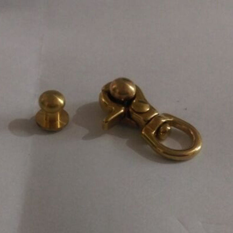 BRASS SWIVEL CLASP SNAP HOOK WALLET Key Ring Chain LeatherCraft Hardware