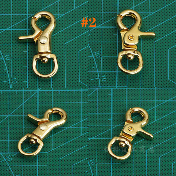BRASS SWIVEL CLASP SNAP HOOK WALLET Key Ring Chain LeatherCraft Hardware