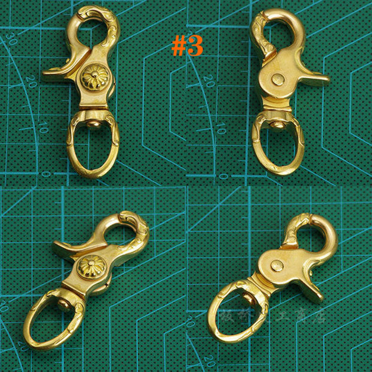 BRASS SWIVEL CLASP SNAP HOOK WALLET Key Ring Chain LeatherCraft Hardware