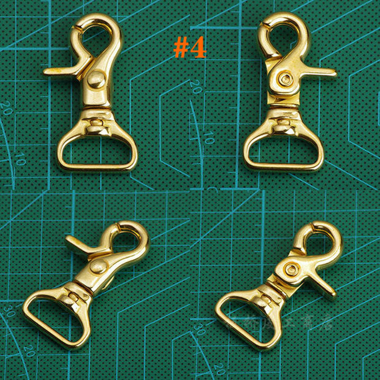 BRASS SWIVEL CLASP SNAP HOOK WALLET Key Ring Chain LeatherCraft Hardware