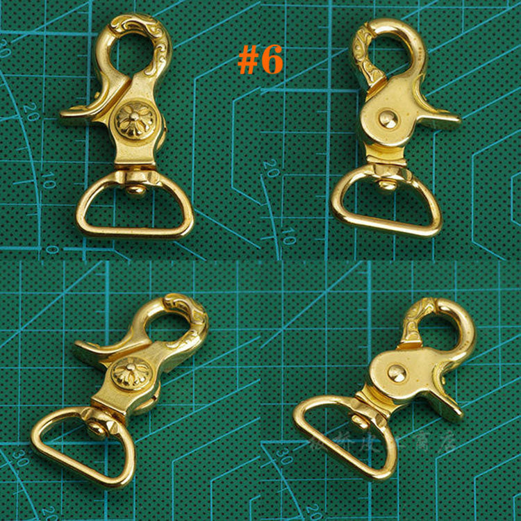 BRASS SWIVEL CLASP SNAP HOOK WALLET Key Ring Chain LeatherCraft Hardware