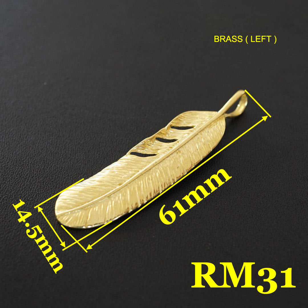 Artistic Brass feather Pendant key chain wallet bag accessories brass DIY RM31