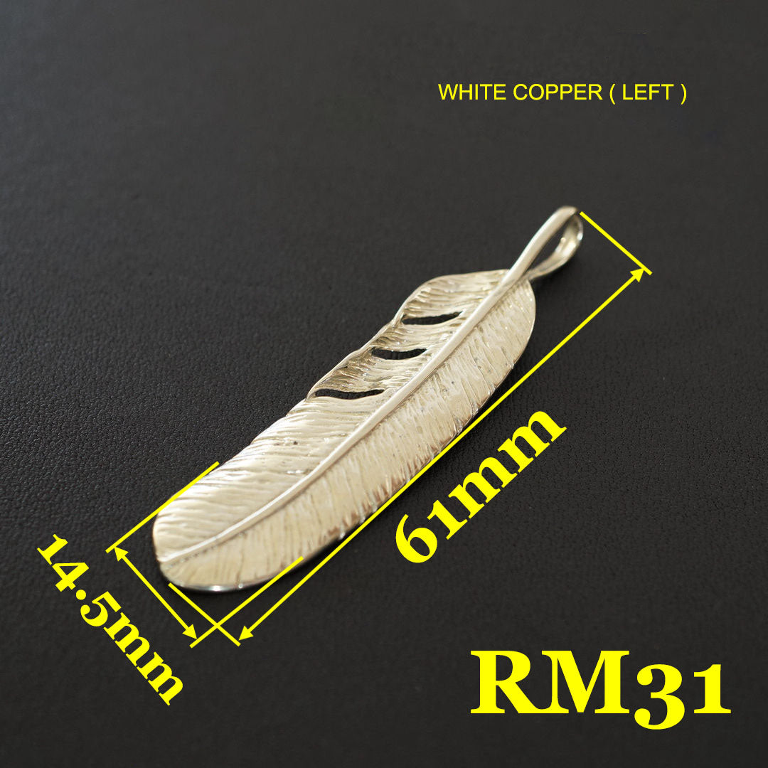 Artistic Brass feather Pendant key chain wallet bag accessories brass DIY RM31