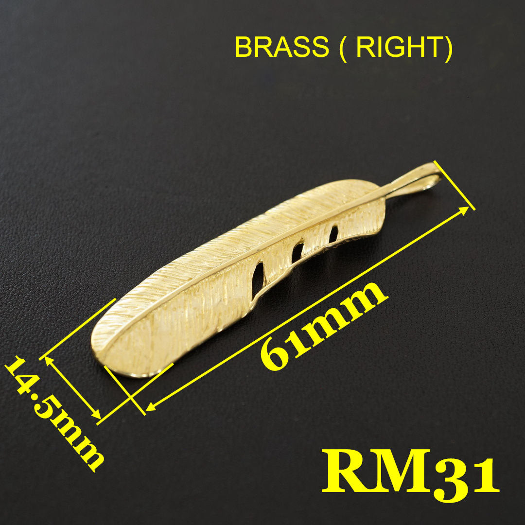 Artistic Brass feather Pendant key chain wallet bag accessories brass DIY RM31