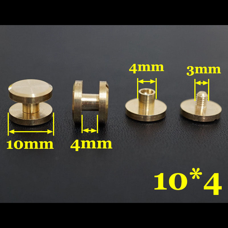 20 piezas de cuero artesanal, cartera, bolso, cinturón de latón macizo, tornillo plano, remache para equipaje