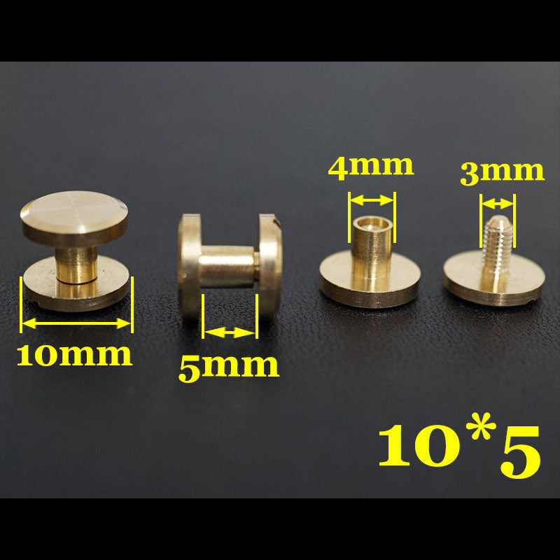 20 piezas de cuero artesanal, cartera, bolso, cinturón de latón macizo, tornillo plano, remache para equipaje