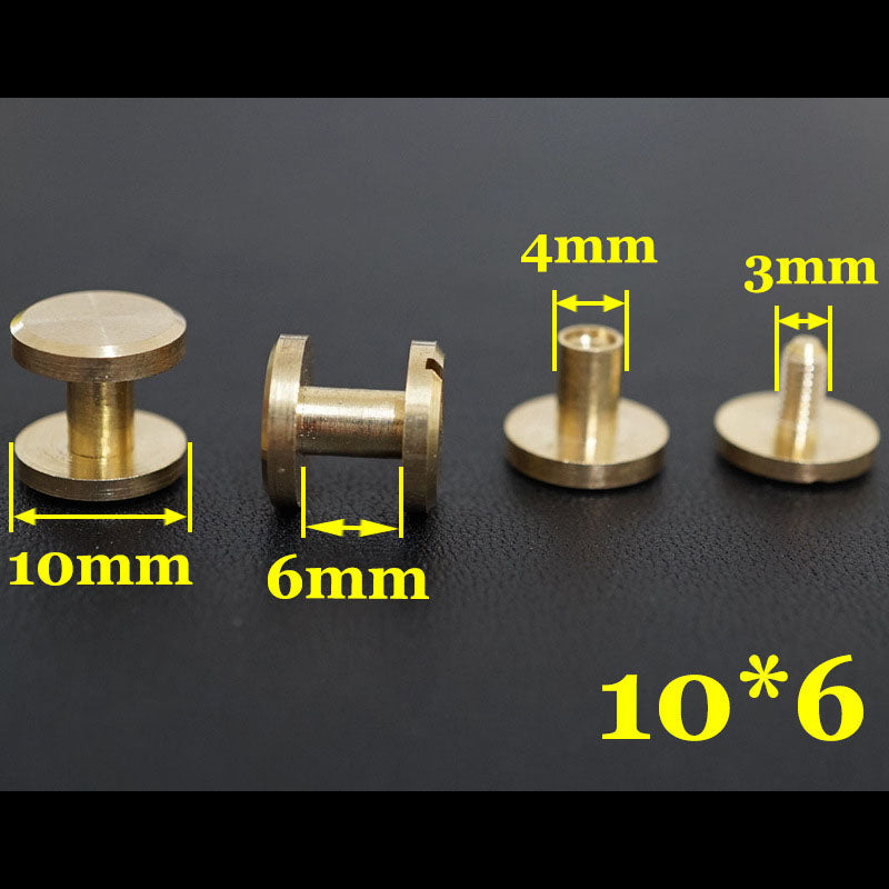 20 piezas de cuero artesanal, cartera, bolso, cinturón de latón macizo, tornillo plano, remache para equipaje