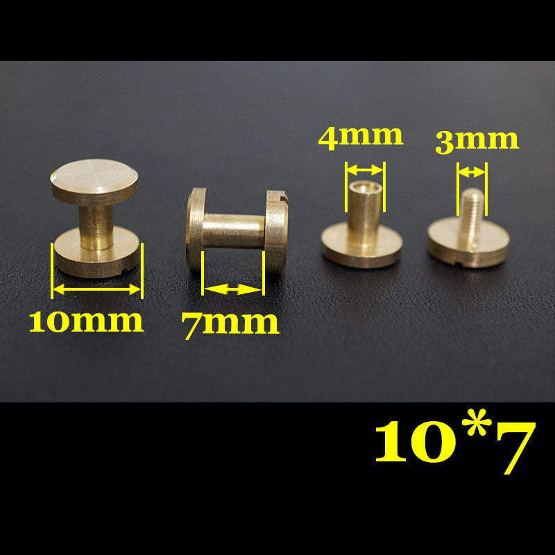 20 piezas de cuero artesanal, cartera, bolso, cinturón de latón macizo, tornillo plano, remache para equipaje