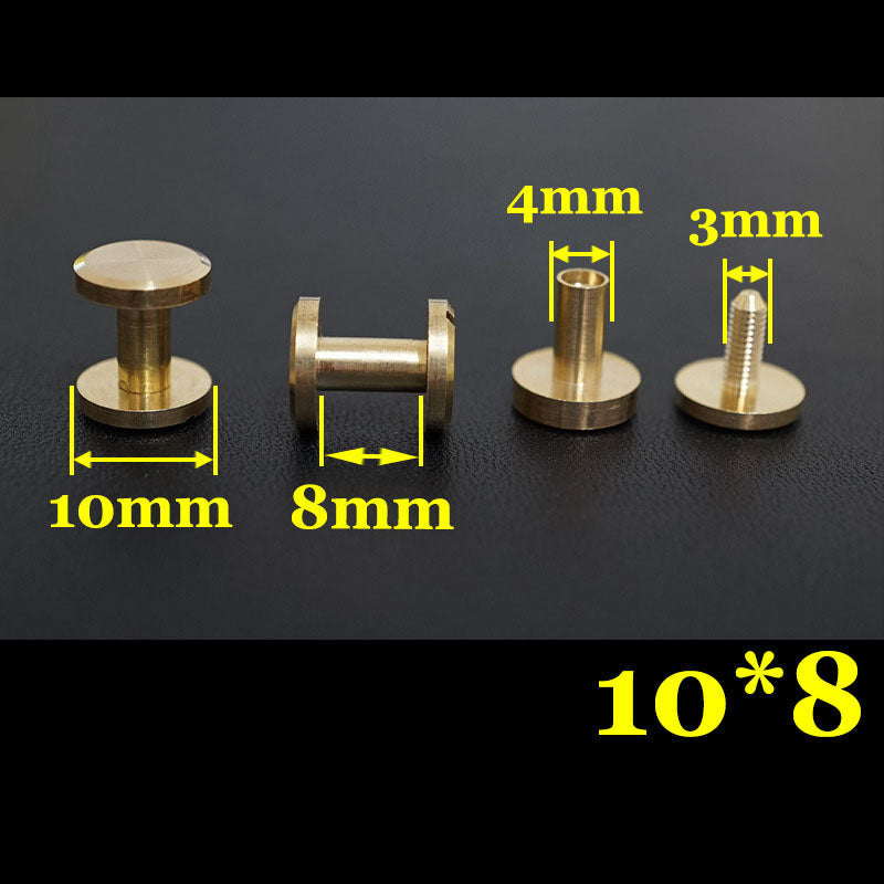 20 piezas de cuero artesanal, cartera, bolso, cinturón de latón macizo, tornillo plano, remache para equipaje