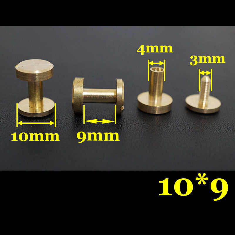 20 piezas de cuero artesanal, cartera, bolso, cinturón de latón macizo, tornillo plano, remache para equipaje